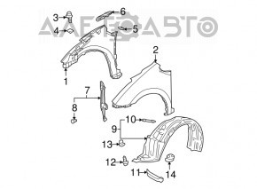 Aripa dreapta fata Toyota Prius 20 04-09 albastru 8M6, cleme