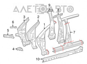 Partea din față dreapta a unui Toyota Prius din 2004-2009, de culoare argintie