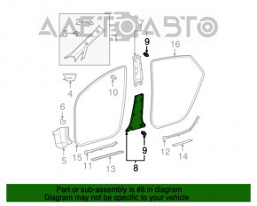 Накладка центральной стойки нижняя левая серая Toyota Prius 20 04-09