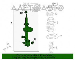 Suportul amortizorului asamblat, față stânga, Nissan Leaf 11-17, manșon rupt.