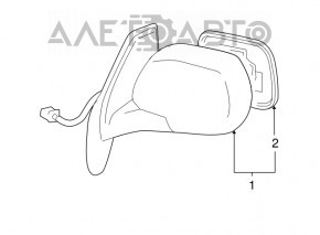 Oglindă laterală dreapta Lexus RX330 RX350 RX400h 04-09, 11 pini, aurie, încălzită, cu apă în elementul oglinzii.