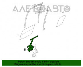 Mecanismul de ridicare a geamului din spate dreapta pentru Nissan Leaf 13-17.