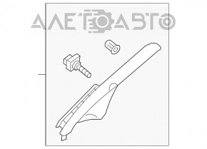 Capacul stâlpului frontal stânga Nissan Leaf 13-17 gri sub claxon, zgârietură, fisură.