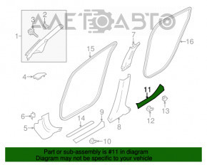 Capacul pragului din spate dreapta pentru Nissan Leaf 13-17, negru.