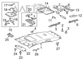 Plafonul de iluminare frontal pentru Lexus RX350 RX450h 10-15 sub capac, gri, tip 2 zgârieturi.