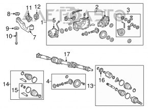 Diferențialul spate reductor Lexus RX350 10-15 cu suport de montare.