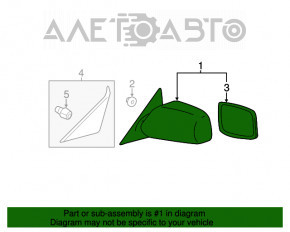 Зеркало боковое левое Toyota Camry v40 usa 5 пинов, 1D4