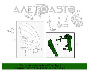 Butonul de control de pe volanul stâng al Toyota Prius 30 10-15 este uzat.