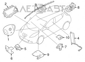 Airbag-ul de siguranță în volanul șoferului pentru Nissan Leaf 13-17, negru.