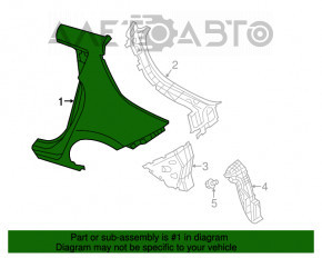 Aripa spate stânga Nissan Leaf 13-17 alb QAK, pe caroserie, lovituri.