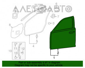 Ușa goală din față stânga pentru Lexus LS460 LS600h 07-12, neagră, 212 pini