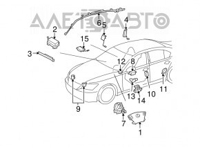 Perna de siguranță airbag, cortina laterală stânga Lexus LS460 LS600h 07-12, cartuș pirotehnic ruginit.