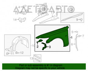 Aripa din față stânga pentru Lexus LS460 LS600h 07-12, neagră, 212 de pini.