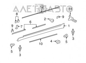 Bara stângă Lexus LS460 LS600h 07-12 negru, zgâriată, suporturile rupte, vopsită.