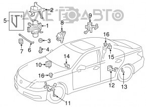 Датчик наклона кузова задний левый Lexus LS460 LS600h 07-12 rwd