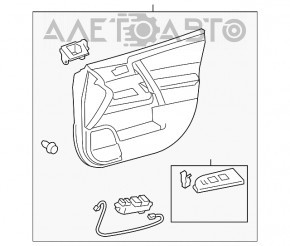 Обшивка двери карточка передняя правая Toyota Highlander 08-13 черн, с вставкой под темн дерево, JBL, царапины