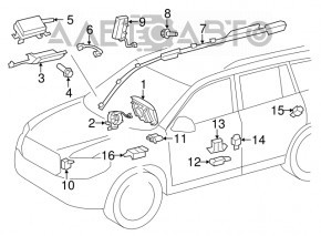 Airbagul de siguranță în volanul șoferului pentru Toyota Highlander 08-13, negru.