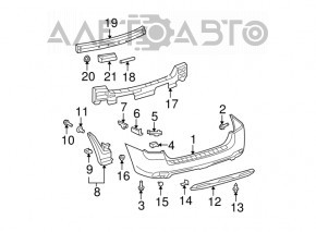 Bara spate goală Toyota Highlander 08-10 albă, crăpată, șifonată, lipsind elementul