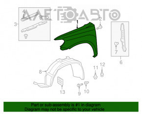 Aripa față stânga Toyota Highlander 08-10, neagră 202, bare