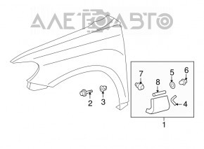 Накладка крыла нижняя передняя левая Toyota Highlander 08-10 дорест, трещина в креплении