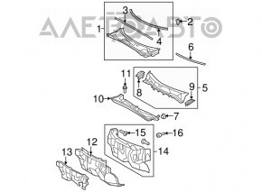 Suport de ștergătoare metalic Toyota Highlander 08-13 cu lovituri.