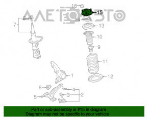 Suport amortizor față dreapta Toyota Highlander 08-13 fără rulment, nou, original OEM.