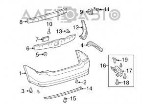 Buza bara din spate stânga Toyota Prius 2004-2009 structura zgârieturii.