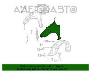 Aripa față stânga Toyota Prius 2004-2009, argintie, zgâriată în partea de jos.