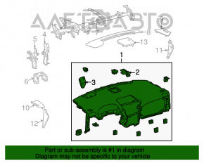 Торпедо передняя панель без AIRBAG Lexus RX350 RX450h 10-15 черн, надрывы, слом креп, царапины