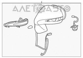 Oglindă laterală dreapta Lexus RX350 RX450h 10-15, cu 14 pini, semnalizator, neagră