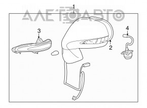 Зеркало боковое правое Lexus RX350 RX450h 10-15 14 пинов, поворотник, черное