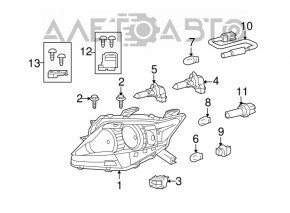 Far dreapta fata goala Lexus RX350 RX450h 10-12 pre-restilizare, halogen, pentru polizare, fisura in fixare