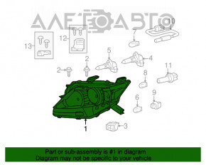 Far dreapta față goală Lexus RX350 RX450h 10-12 pre-restilizare, halogen, pentru polizare.