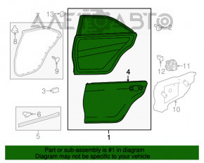 Ușa goală din spatele stâng al unui Toyota Camry v55 15-17 SUA, nou, neoriginal