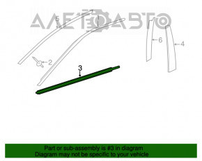 Moldură ușă-sticlă față dreapta centrală cromată Toyota Camry v55 15-17 SUA.