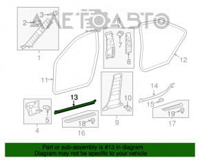 Capacul pragului interior din față dreapta Toyota Camry v50 12-14 SUA gri, zgârieturi