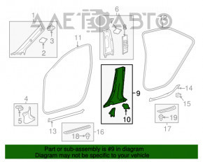 Capacul stâlpului central, curea superioară stânga Toyota Camry v55 15-17 SUA gri, zgârieturi.