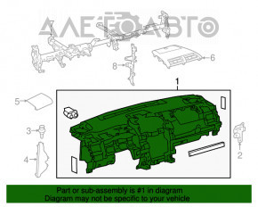 Torpedo panoul frontal fără AIRBAG Toyota Camry v55 15-17 SUA, linie albă, capacul de la torpedou șters, lovit, prinderea ruptă