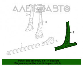 Bara caroseriei centrală dreapta Toyota Camry v55 15-17 SUA non-standard, cleme