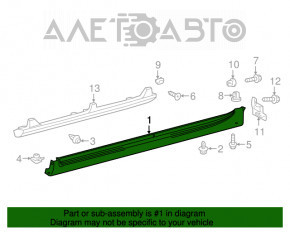 Порог правый Toyota Camry v55 15-17 usa красный, царапины