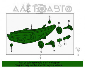 Far dreapta față Toyota Camry v55 15-17 SUA LE\XLE halogen, corpul este lovit, lentila se clatină