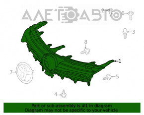 Grila radiatorului Toyota Camry v55 15-17 usa LE cu emblema