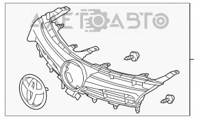 Grila radiatorului Toyota Camry v55 15-17 SUA hibrid cu emblema