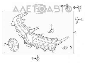 Grila radiatorului Toyota Camry v55 15-17 SUA hibrid cu emblema