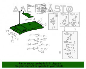 Acoperirea tavanului Lexus RX300 RX330 RX350 RX400h 04-09 bej, sub trapă, sub monitor, pentru curățare, îndoit