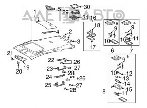 Acoperirea tavanului Lexus RX300 RX330 RX350 RX400h 04-09 bej, sub trapă, sub monitor, pentru curățare, îndoit