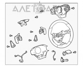 Руль голый Lexus RX350 RX450h 13-15 рест, кожа черн, с черными глянцевыми вставками