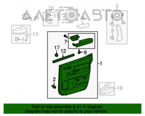 Capacul usii, cartela din spate, stanga, Toyota Sequoia 08-16.