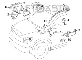 Подушка безопасности airbag в руль водительская Toyota Sequoia 08-16 черн