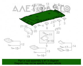 Acoperirea tavanului Toyota Sequoia 08-16, plafon-display, bej, pentru curățare.